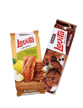 Печиво Рошен Lovita Cake Cookies З яблуком та корицею / з какао та шматочками глазурі