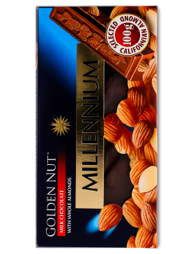 Шоколад Міленіум Голд молочний з цілим мигдалем