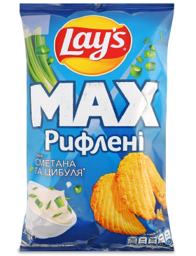 Чіпси Лейс MAX Ridged Сметана-Цибуля