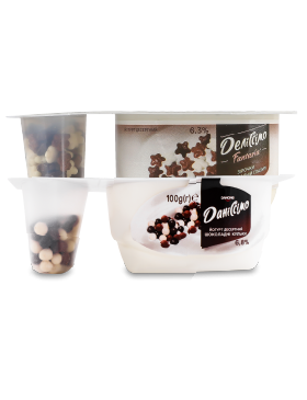 Йогурт десертний Деліссімо Фантазія Шоколадні зірочки/кульки 6,3% стакан