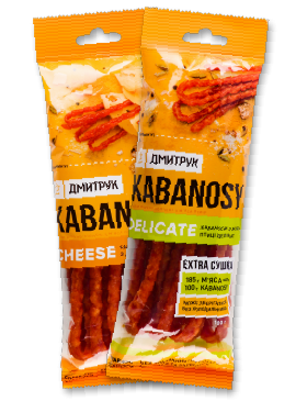 Снеки Кабаноси Cheese/Delicate Курячі з додаванням сиру/ з дод. мʼяса свинини
