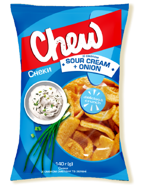 Снеки Chew! Зі смаком сметани з цибулею