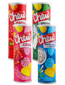 Чіпси Chew! Сметана і цибуля/Паприка / Краб/ Оригінальні