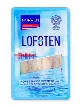 Оселедець Норвен Філе з блакитою сіллю в олії термоформа