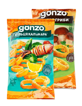 Кільця кукурудзяні Gonzo Зі смаком гриби або кальмар