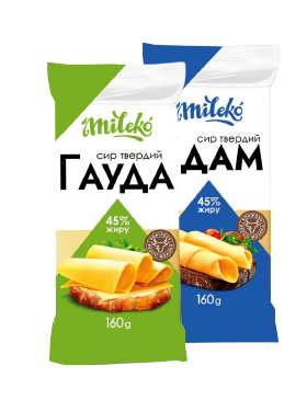 Сир твердий Mileko Гауда або Едам 45%