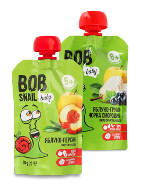 Пюре фруктове Bob Snail Яблуко-Персик для дітей від 5 місяців гомогені
