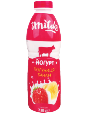 Йогурт питний Mileko Полуниця-Банан 1%