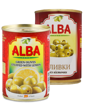 Оливки ALBA FOOD б/к 340/360 ж/б