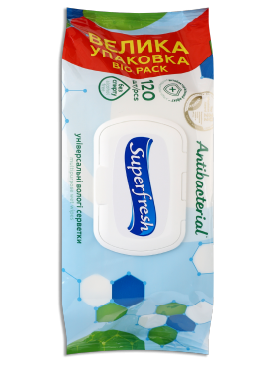 Серветки вологі Супер Фреш Antibacterial з клапаном