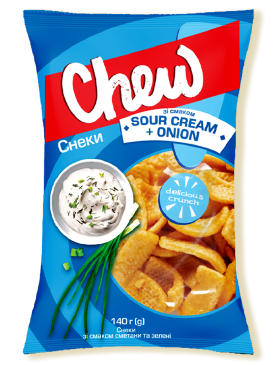Снеки Chew! Зі смаком сметани з цибулею