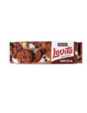 Печиво здобне Рошен Lovita Classic Cookies з какао та шматочками глазурі