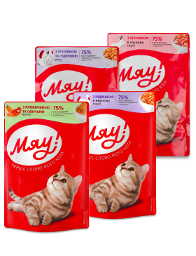 Корм д/котів Мяу Кролик в ніжному соусі