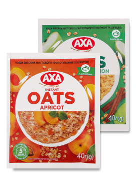 Каша швидкого приготування Аха Вівсяна з Яблуком і Корицею / Вівсяна з курагою